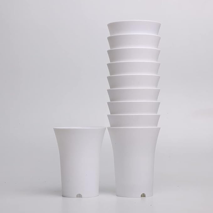 4.2 inch tall round plastic pot — top-down view