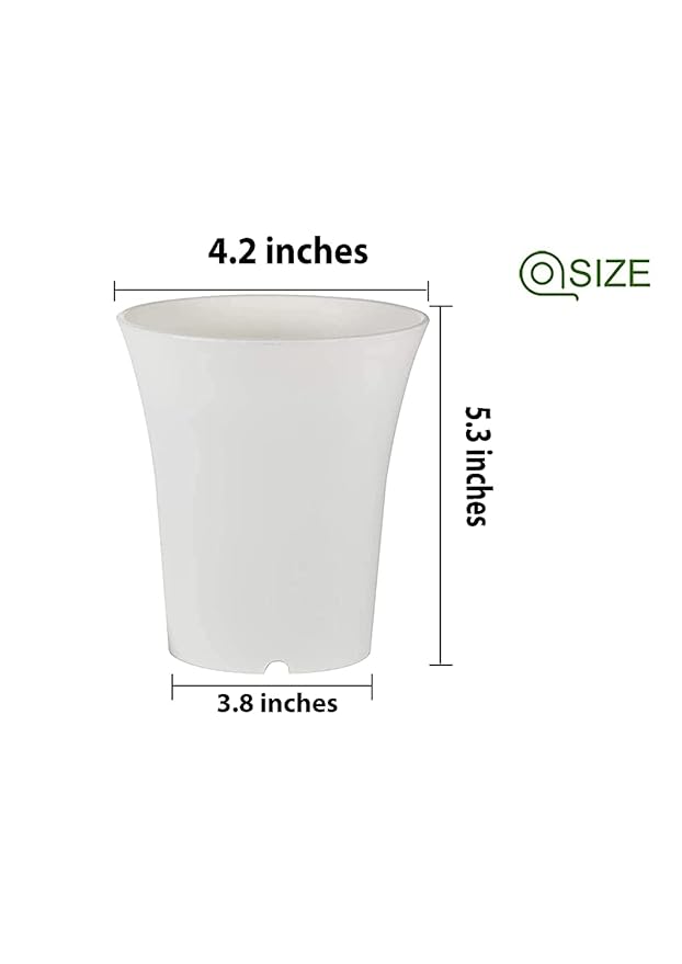 4.2 inch tall round plastic pot in white
