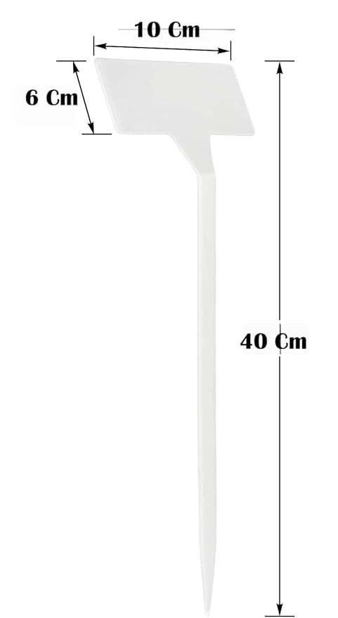 Plastic Plant Label 'T' Type with Tilted Head – White (Pack).