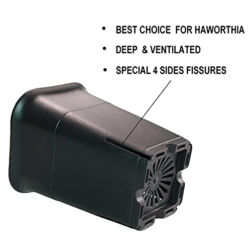 4.7 inch square tall plastic pot — top view