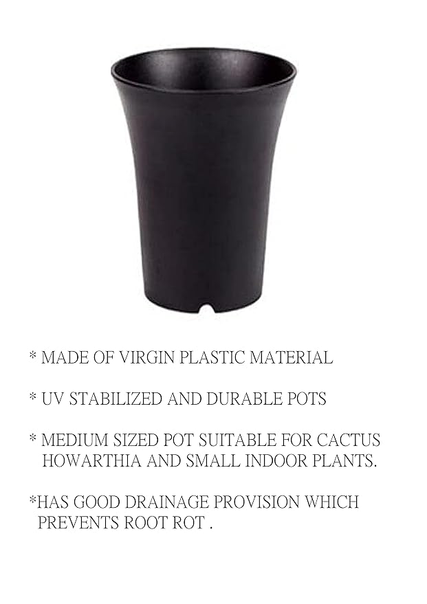 4.2 inch tall round plastic pot — drainage detail