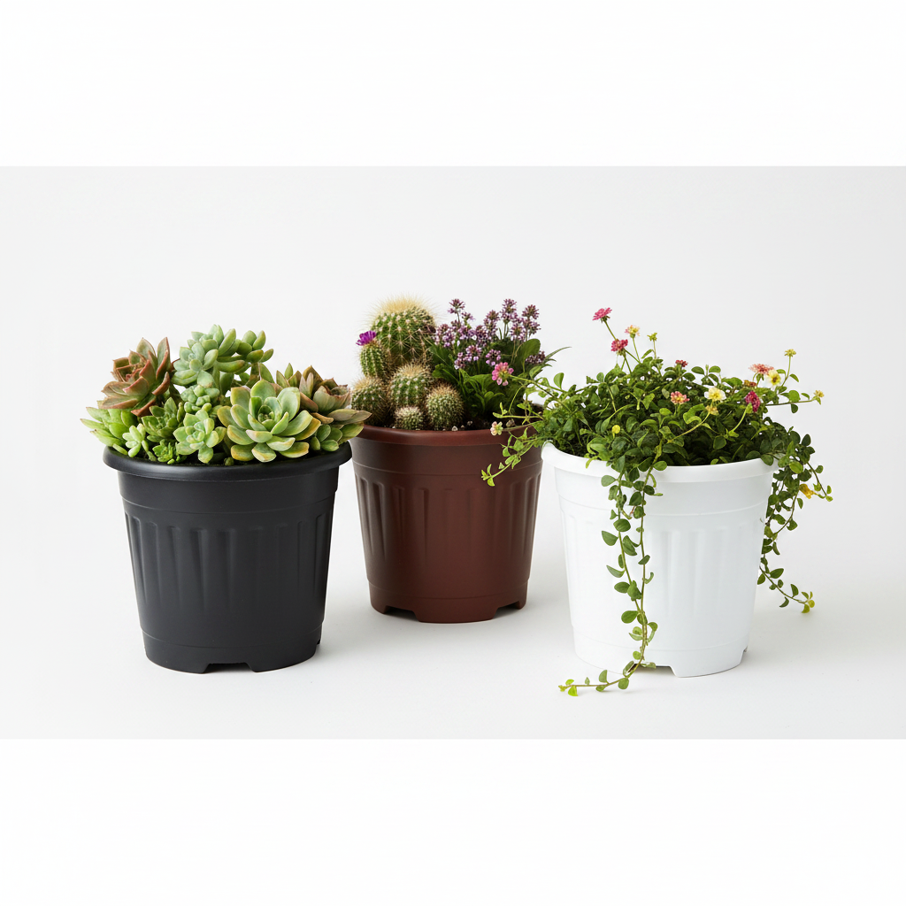 8 Inch Plastic Pots with Plants