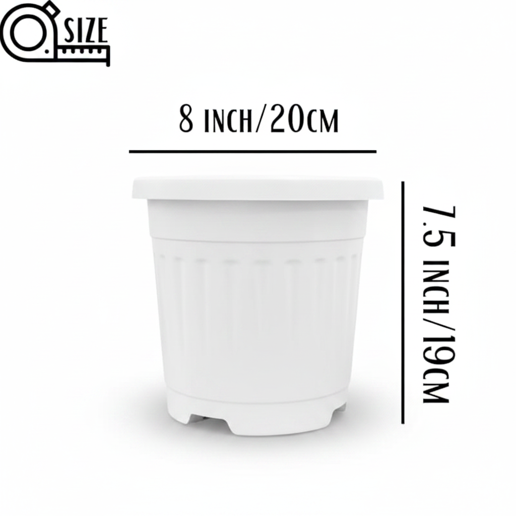 8 Inch White Pot