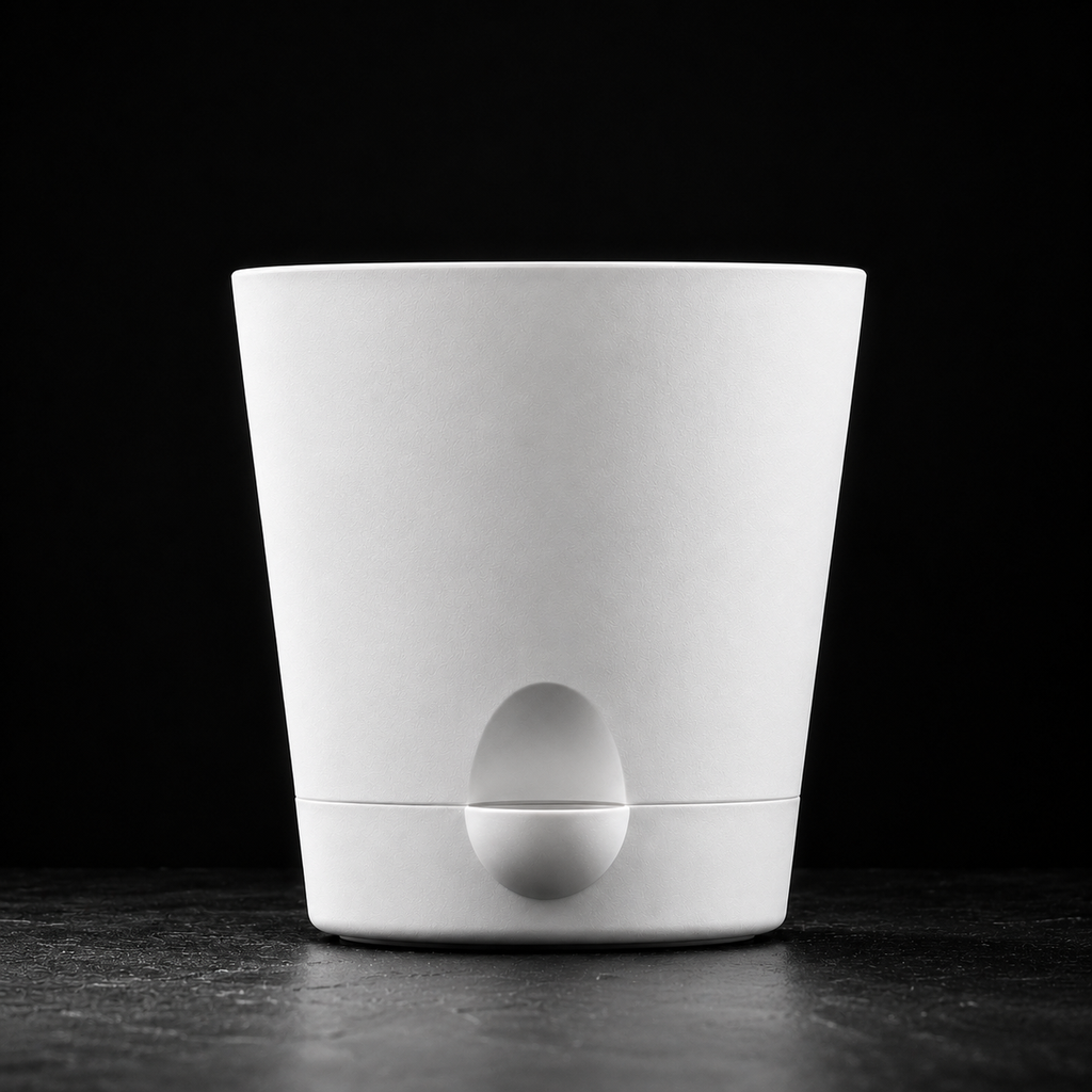 Self Watering Plastic Pot White | Pack of 5 | 4 Inch Indoor Plant Pot with Drainage