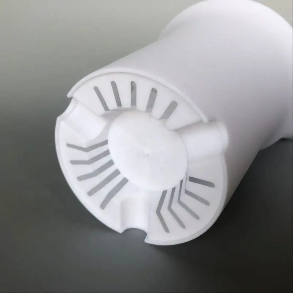 Tall round plastic pot — finish detail