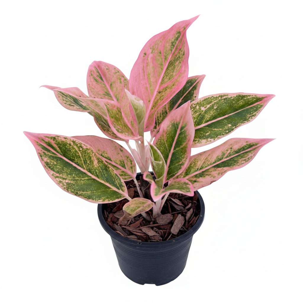 Aglaonema Pink Aurora White Background