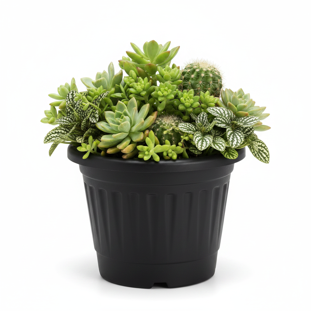 Black Pot with Plants