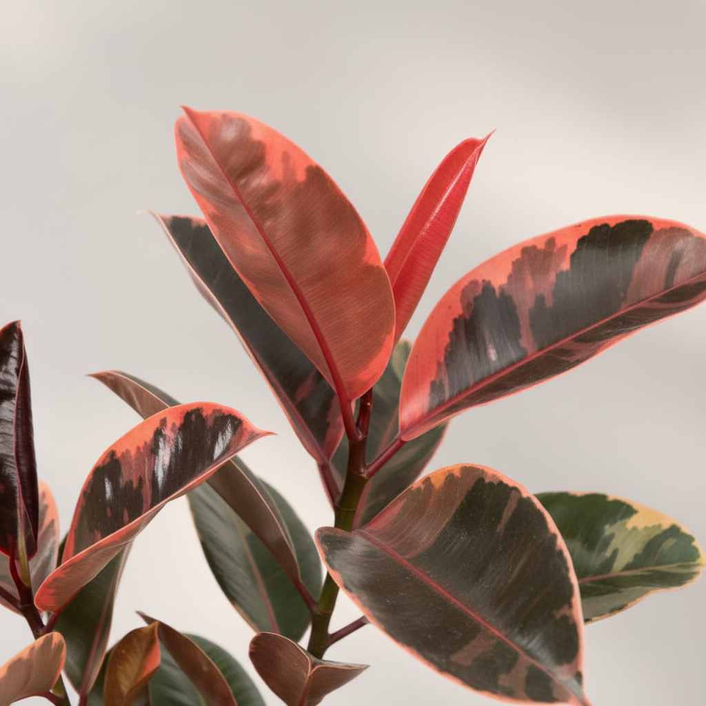 Ficus Elastica Red Leaf Detail