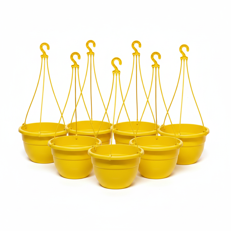 Pack of 6 Yellow Hanging Pots 7 Inch with Hanger