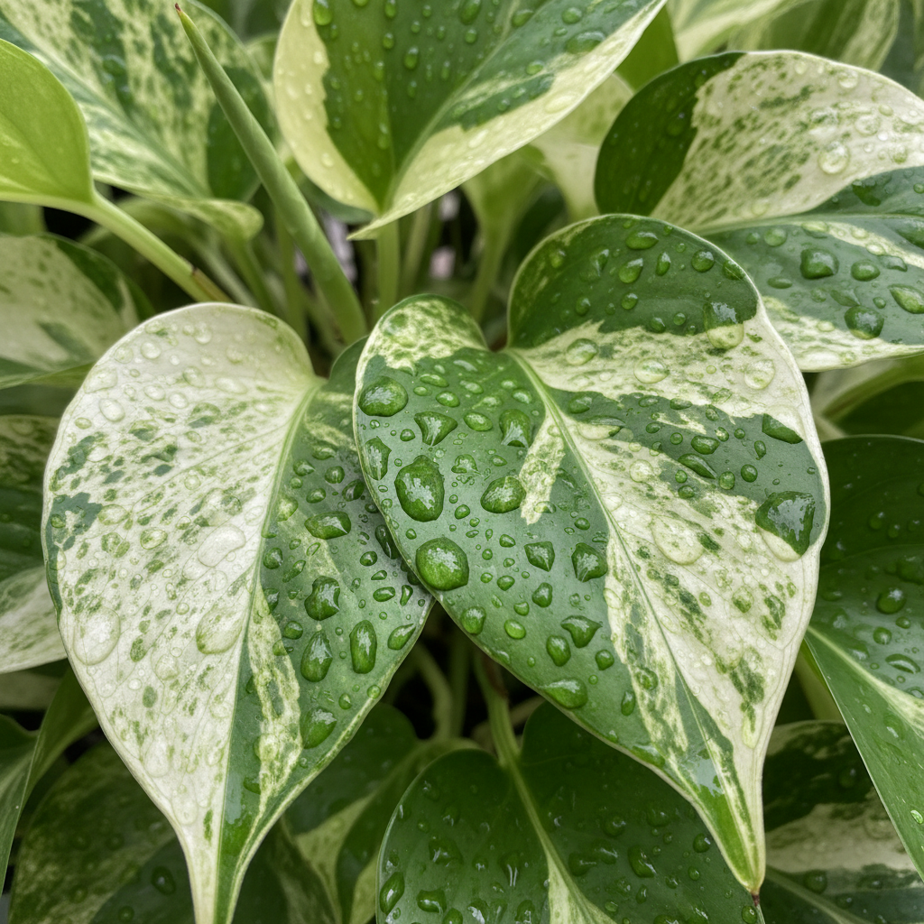 Marble Pothos Closeup