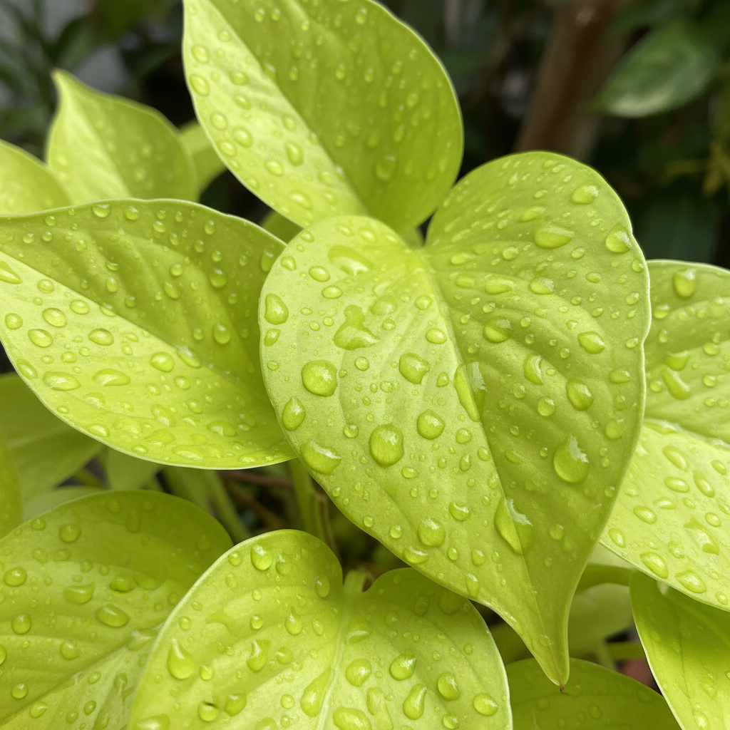 Neon Pothos Closeup
