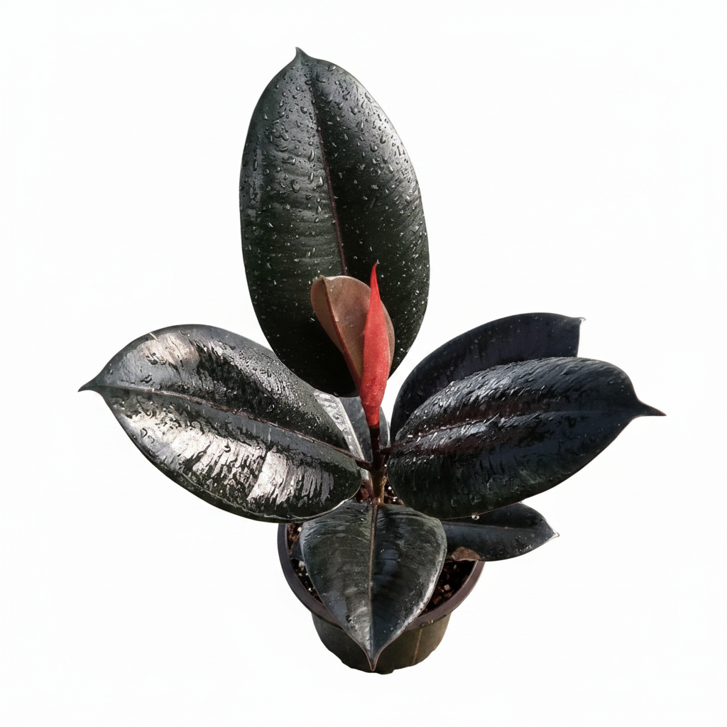 Rubber Plant Burgundy - White Background