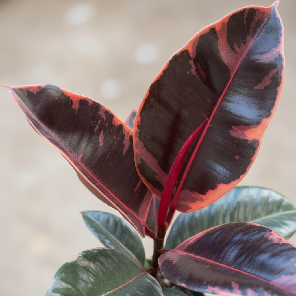 Rubber Plant Red Leaf Detail