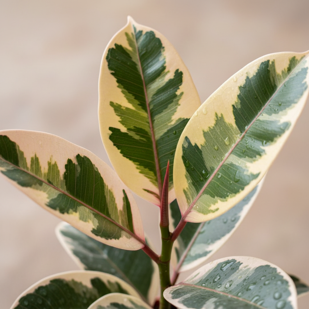 Rubber Plant Tineke Leaf Detail