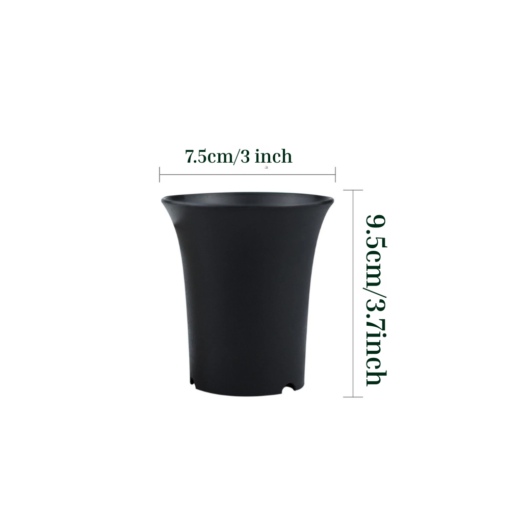 Tall round plastic pot — close-up of rim and drainage