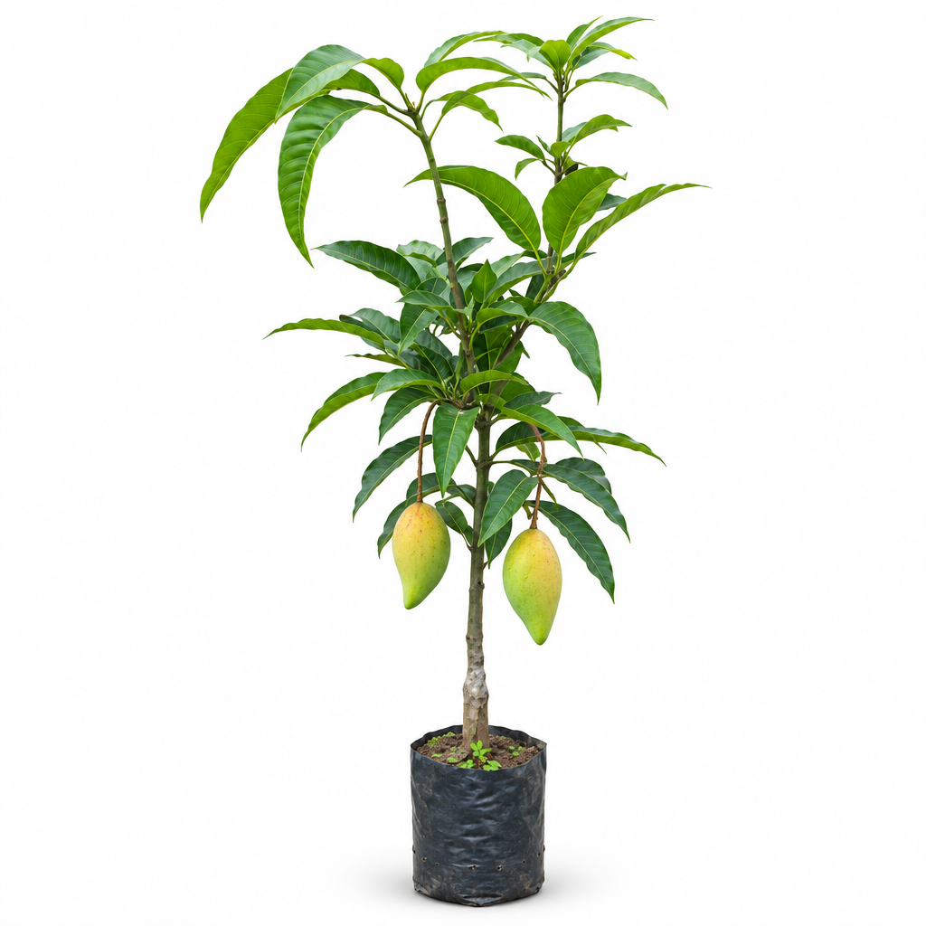 Totapuri mango plant with fruit illustration