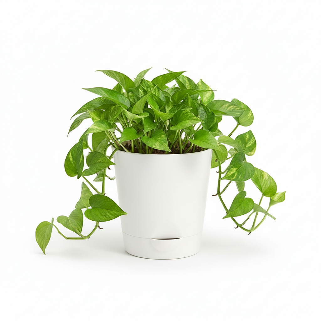 White Matte Pot with Plant