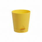 Yellow 4 inch self watering plastic pot